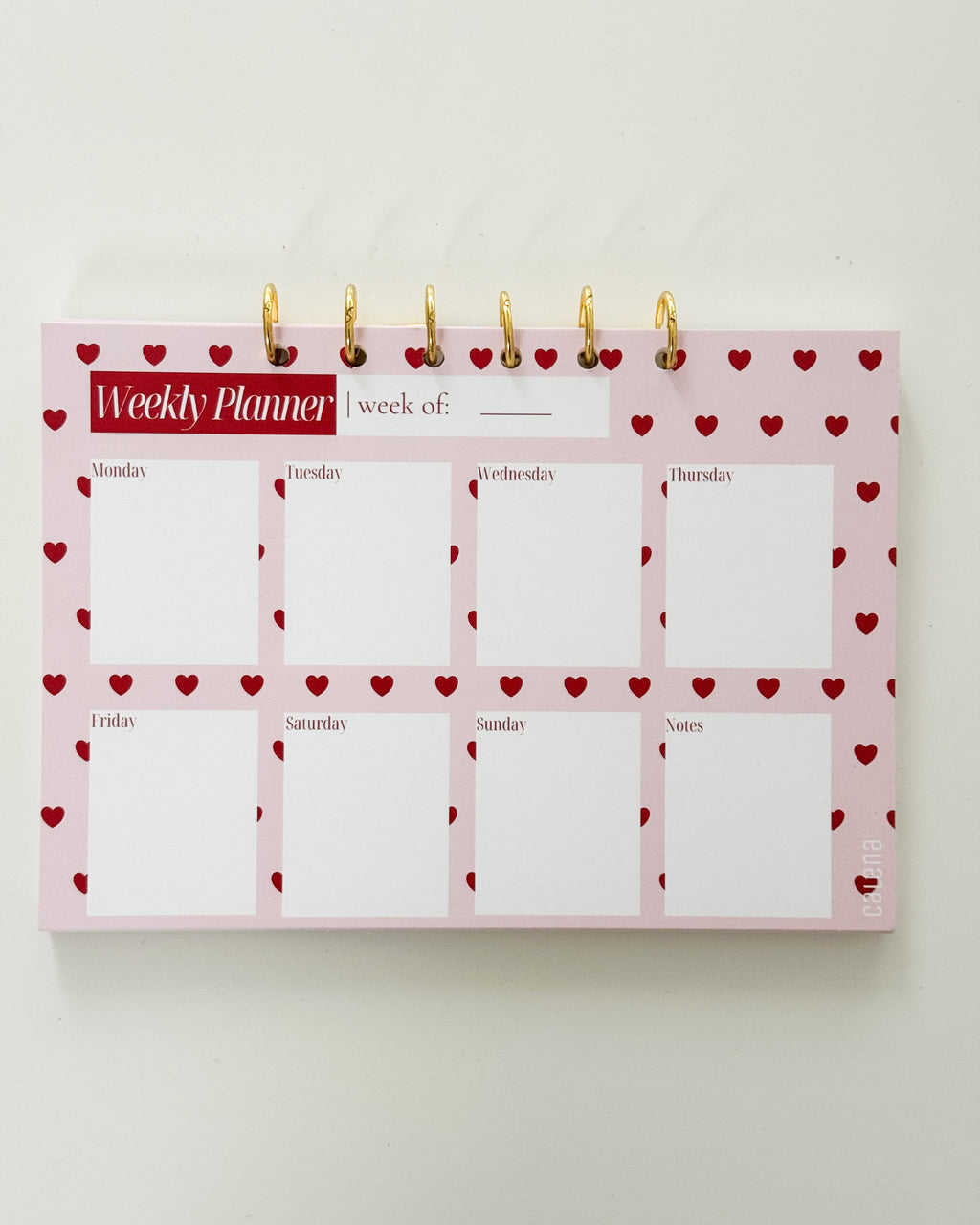 Weekly Planner Hearts Rot x Rosa