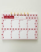 Weekly Planner Hearts Rot x Rosa