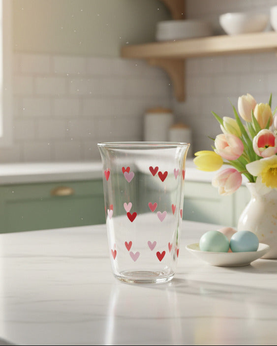 Glas Hearts Rosa x Rot