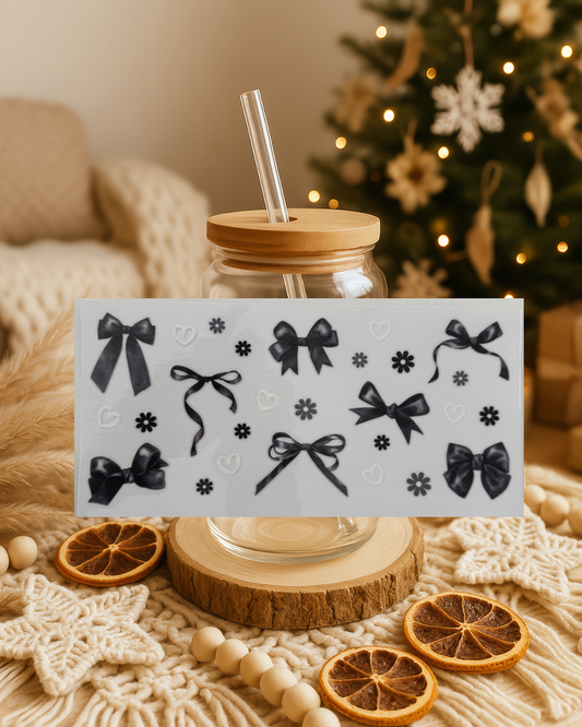 Schleifen Herzen Blumen schwarz/weiß/grau