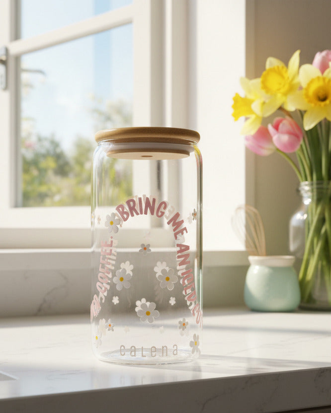 Glas mit Bambusdeckel - Bring Me An Iced Coffee