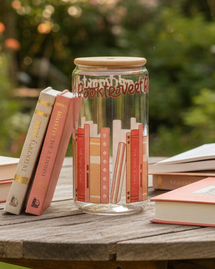 Trinkglas mit Bambusdeckel - Booktrovert