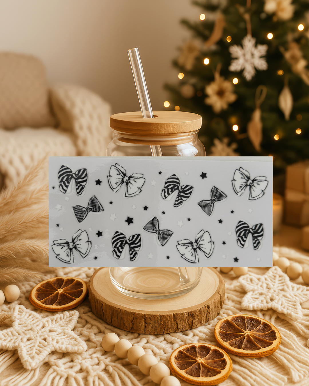 Schleifen und Sterne schwarz weiß