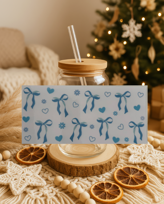 Schleifen Herzen Blumen blau