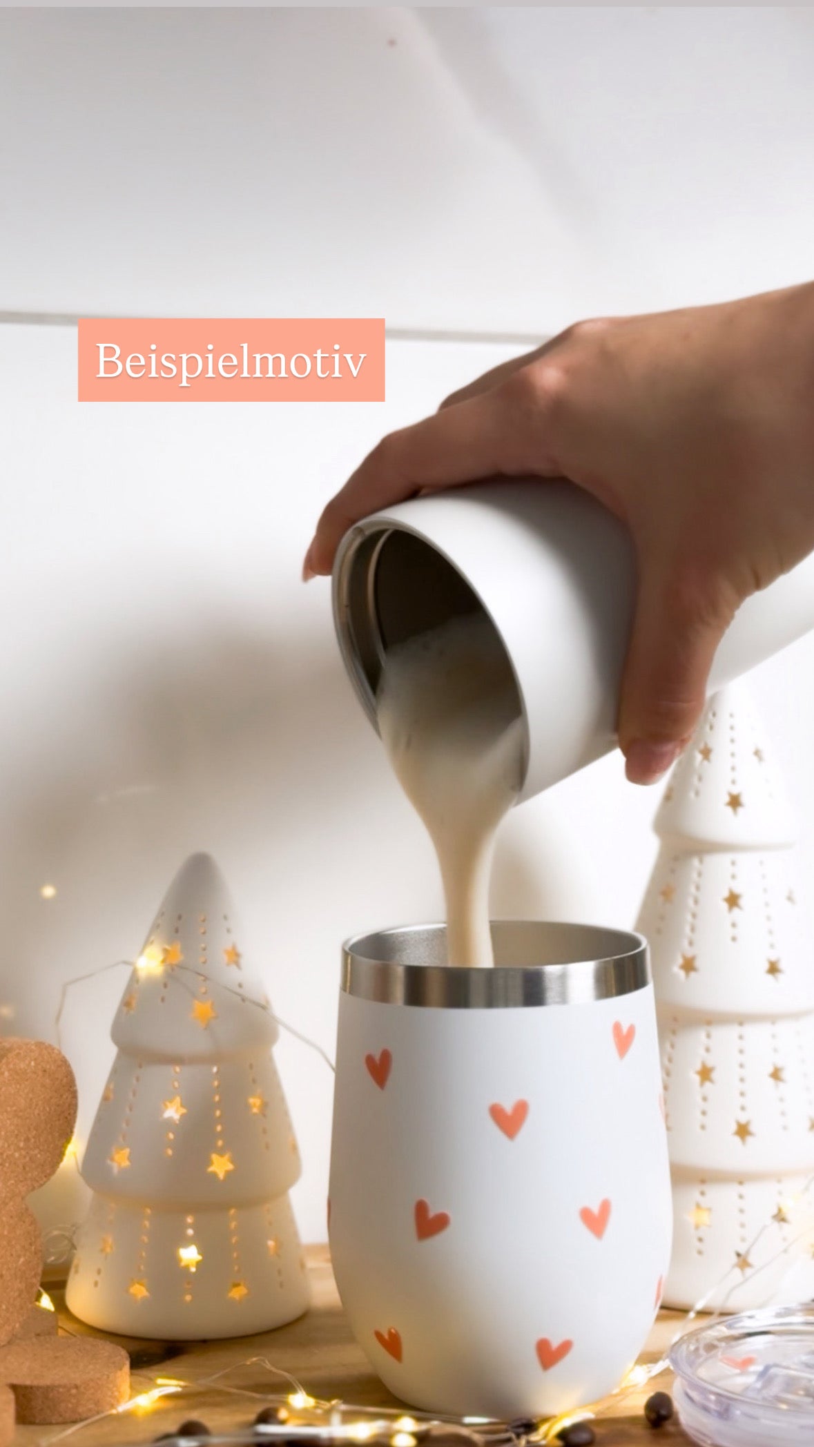 White stainless Coffee-to-go-cup | Motiv in Schritt 2 wählbar