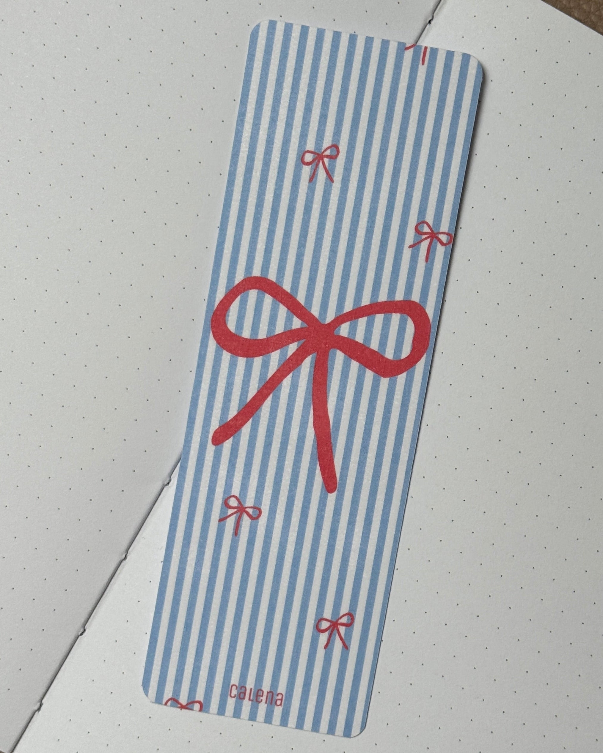 Girly Spring Bookmark x Stripes and Bows