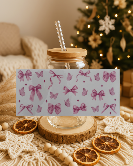 Schleifen und Schmetterlinge rosa