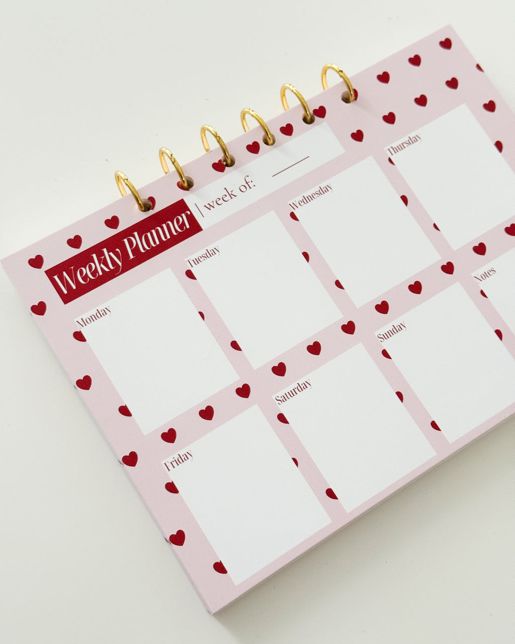 Weekly Planner Hearts Rot x Rosa
