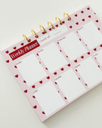 Weekly Planner Hearts Rot x Rosa