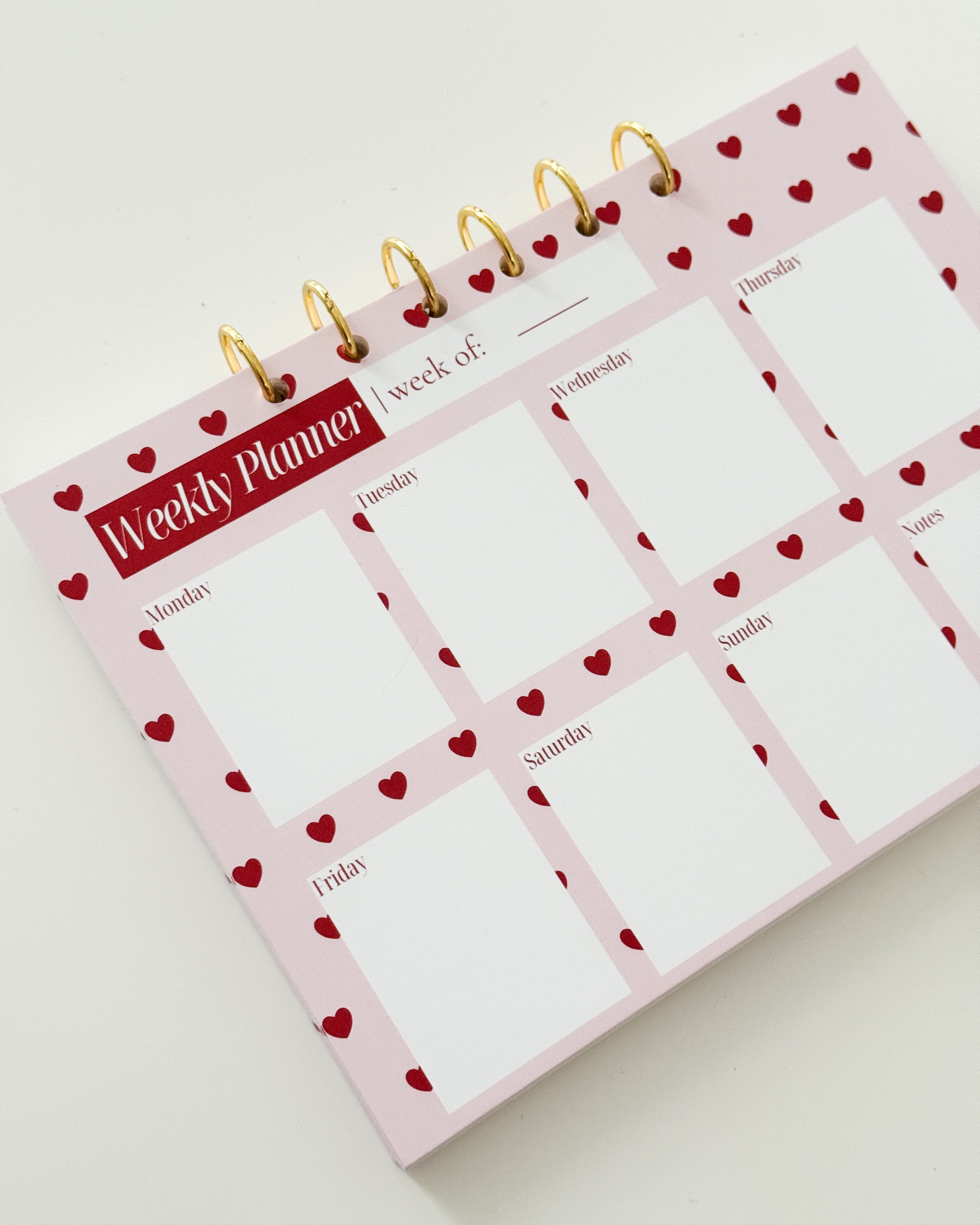Weekly Planner Hearts Rot x Rosa