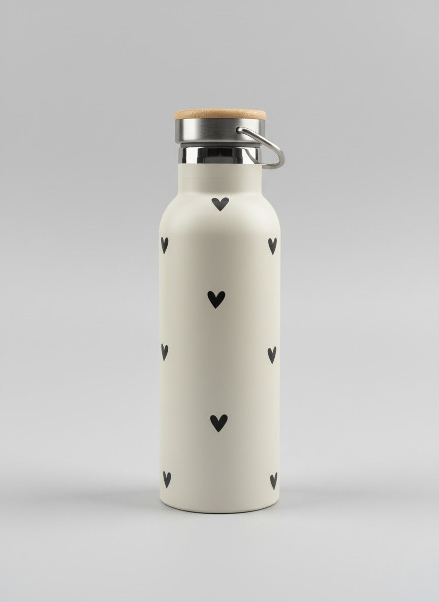 Trinkflasche creme - black hearts