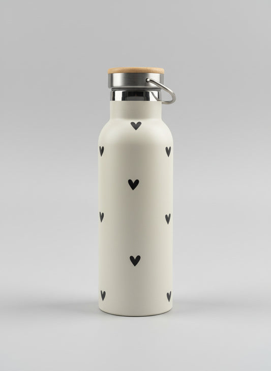 Trinkflasche creme - black hearts