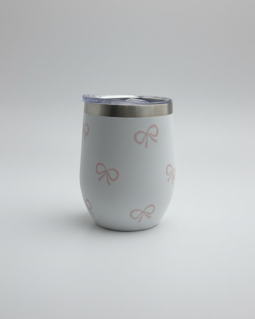 Coffee-to-go-cup white S - rosa bows