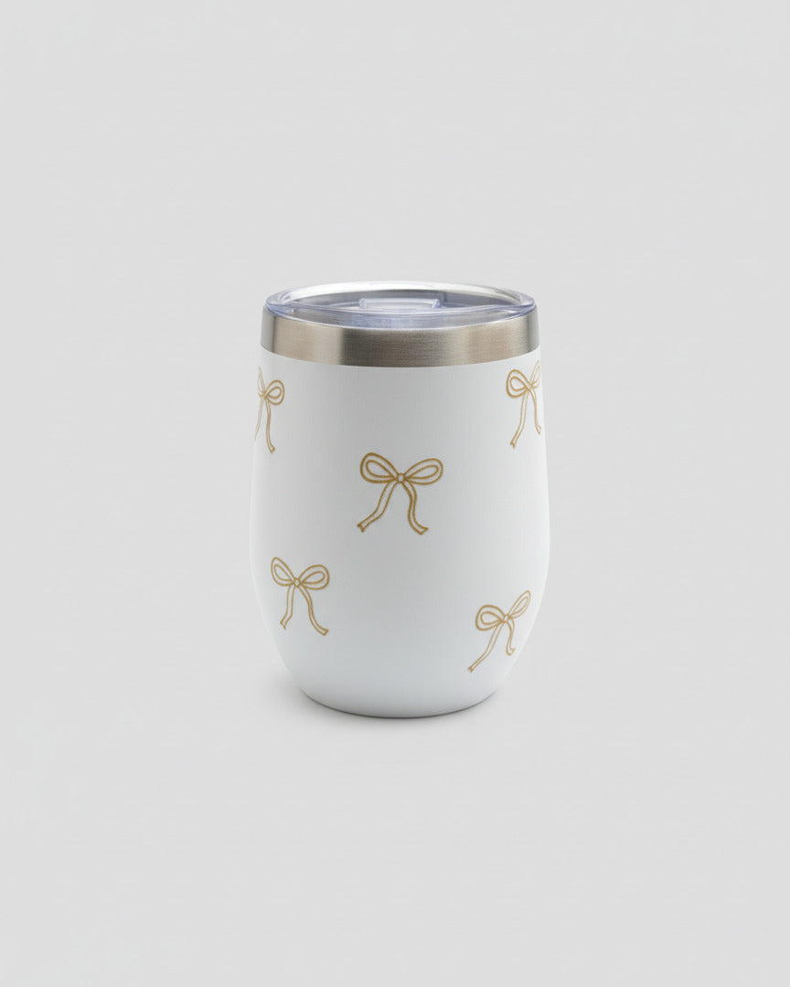 Coffee-to-go-cup white S - golden bows