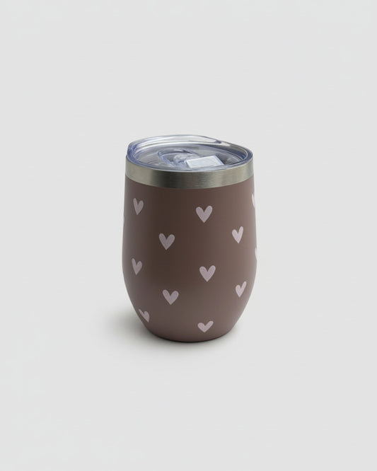 Coffee-to-go-cup taupe S - rosa hearts