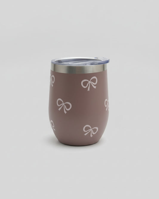 Coffee-to-go-cup taupe S - rosa bows
