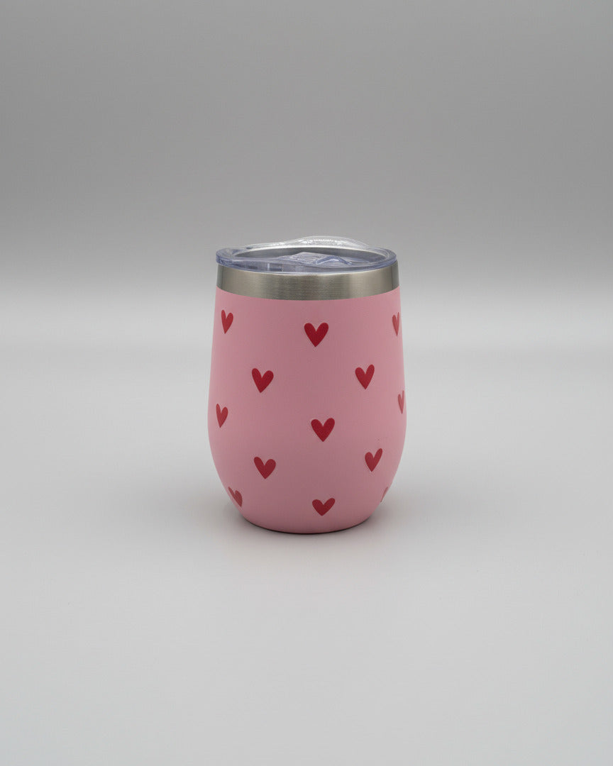 Coffee-to-go-cup rosa S - red hearts