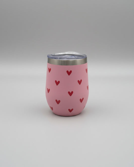 Coffee-to-go-cup rosa S - red hearts