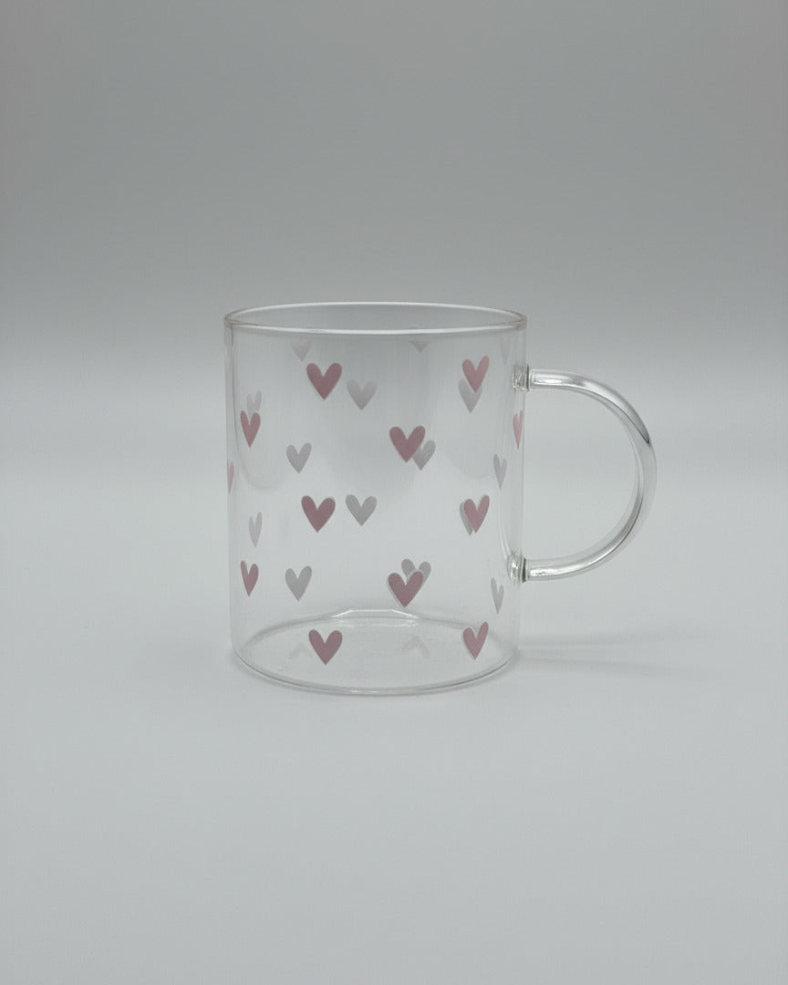 Glastasse - rosa hearts
