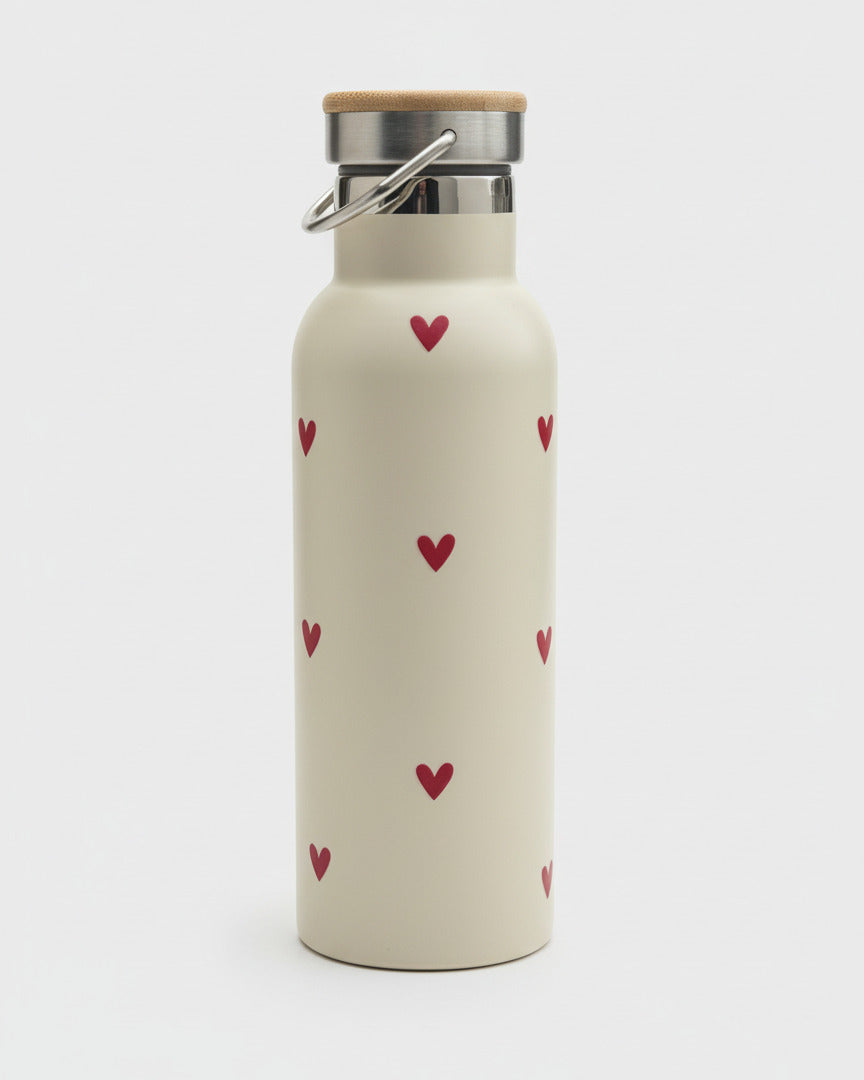 Trinkflasche creme - red hearts