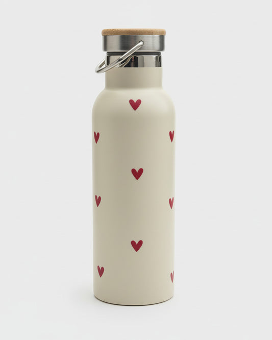 Trinkflasche creme - red hearts