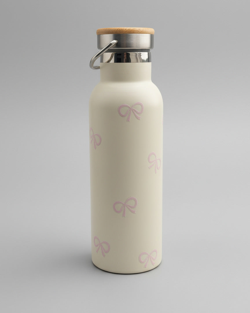 Trinkflasche creme - rosa bows
