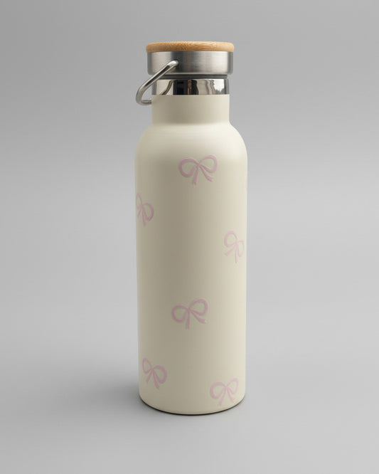 Trinkflasche creme - rosa bows